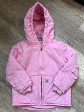 Girl’s Carhartt Pink Lined Canvas Jacket | Size 4T